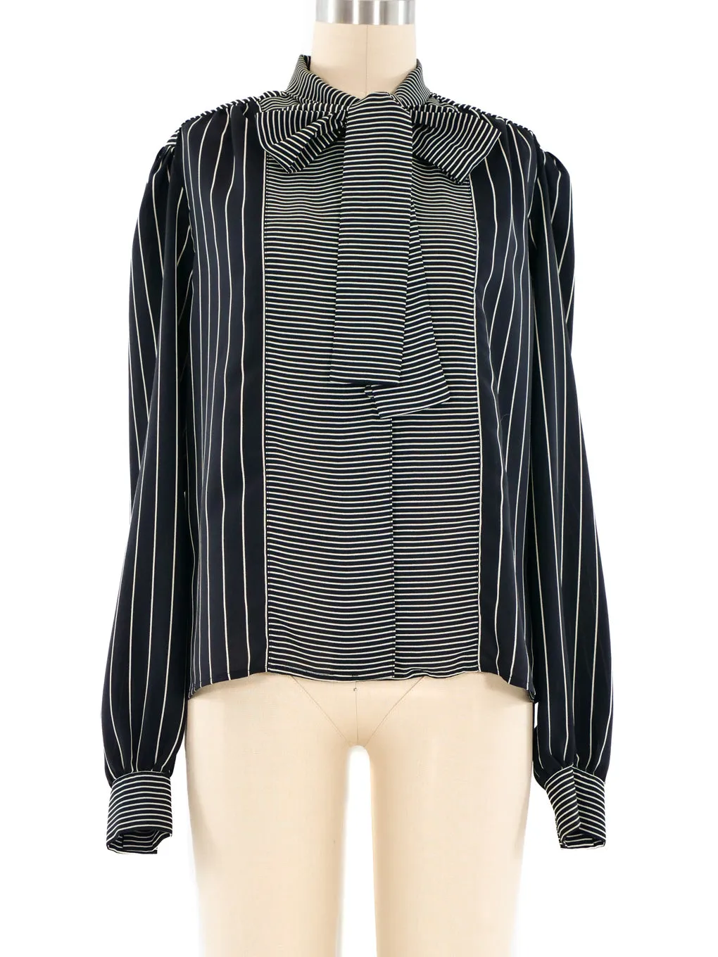 Adolfo Stripe Printed Blouse