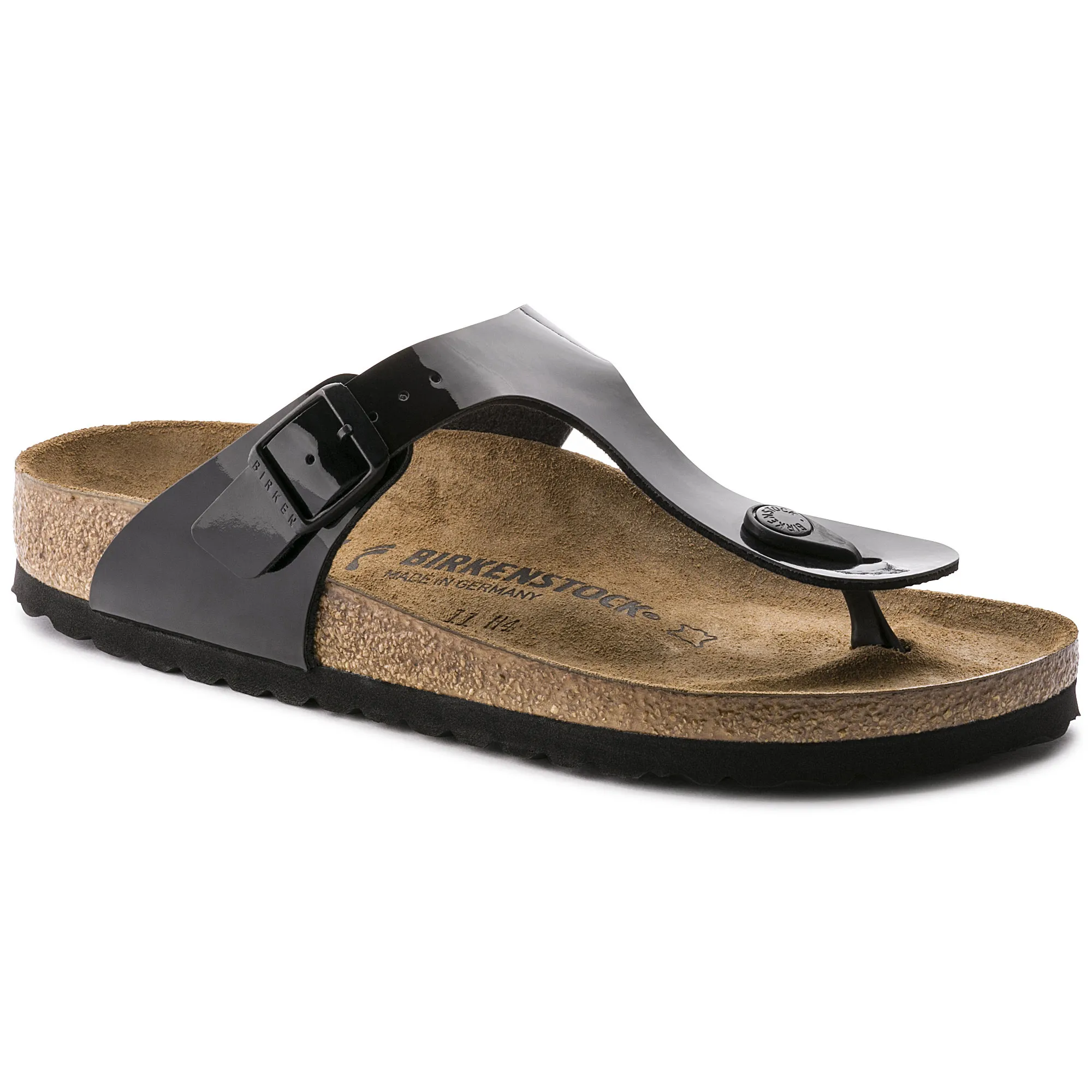 Birkenstock Gizeh Black Patent Birko-Flor Sandal (Regular)