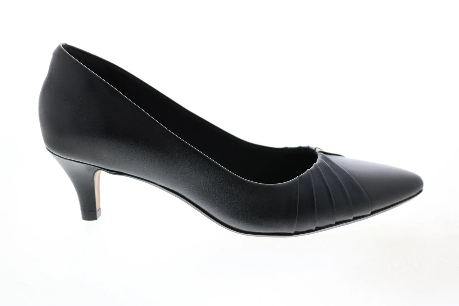 Clarks Linvale Crown 26143989 Womens Black Leather Slip On Pumps Heels Shoes