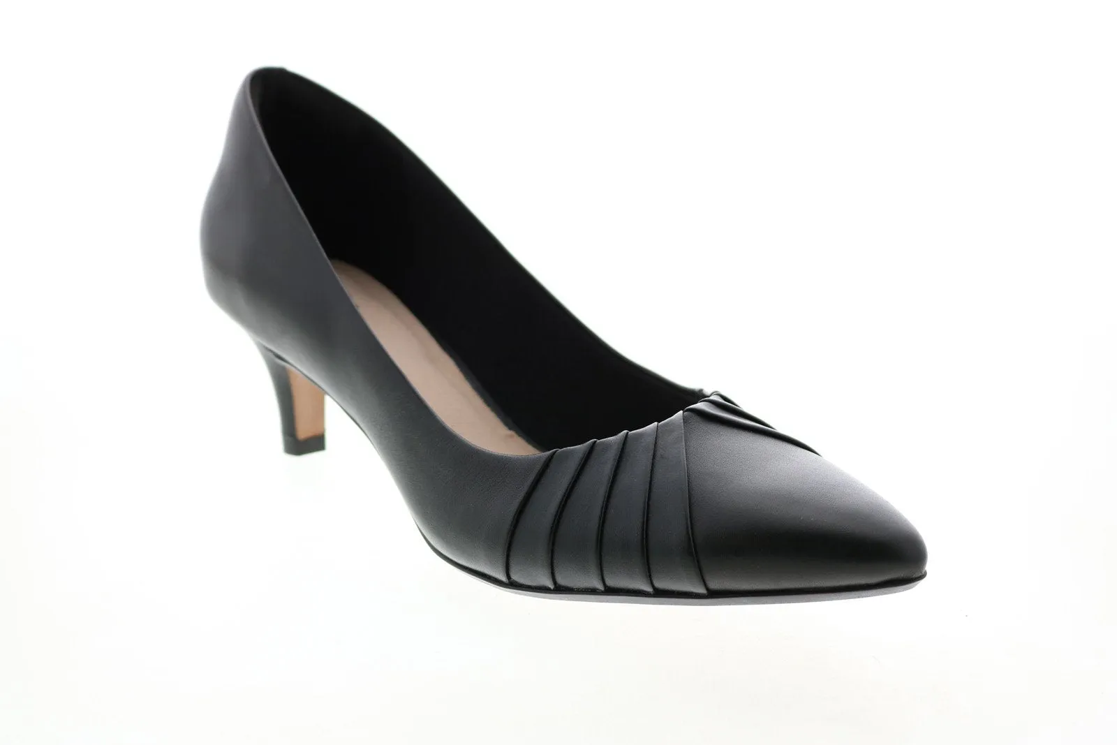Clarks Linvale Crown 26143989 Womens Black Leather Slip On Pumps Heels Shoes