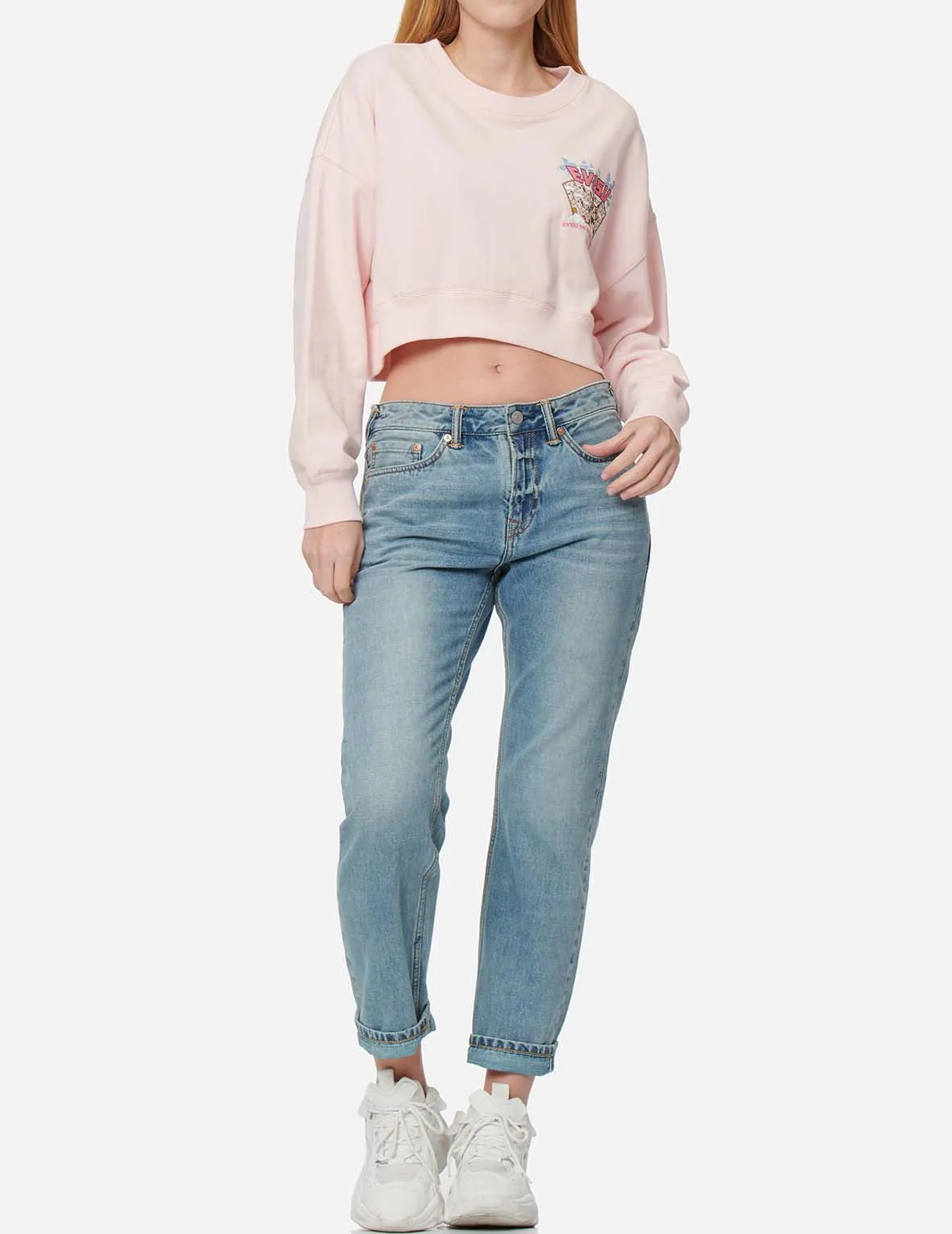 Fortune Cat Daicock Print Boyfriend Jeans