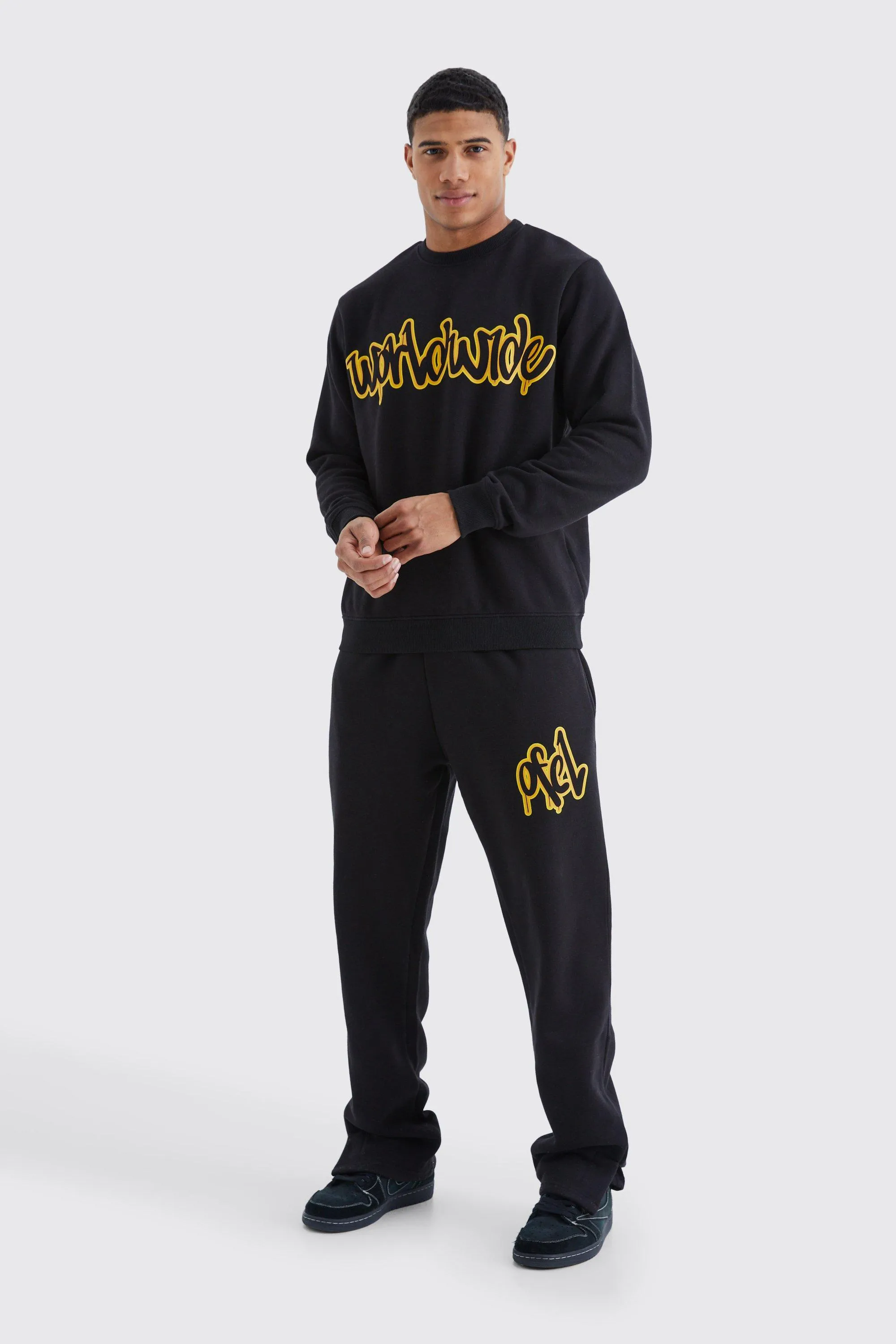 Graffiti Print Sweatshirt Tracksuit