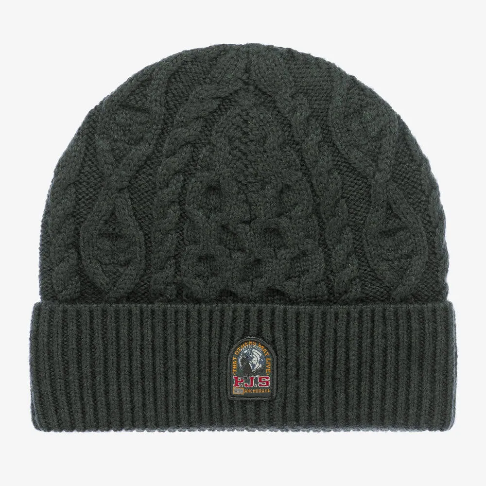 Green Cable Knit Wool Hat