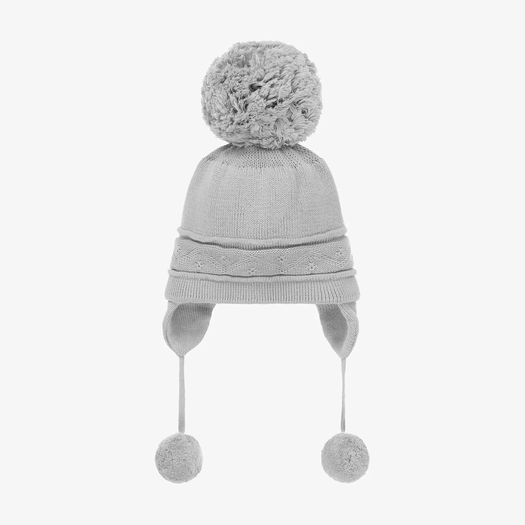 Grey Knitted Pom-Pom Hat