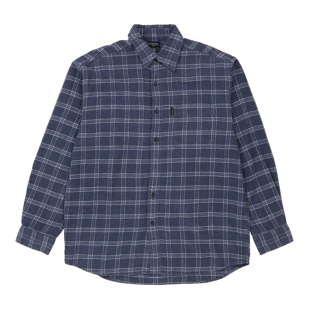 Guess Flannel Shirt - Large Blue Cotton Blend