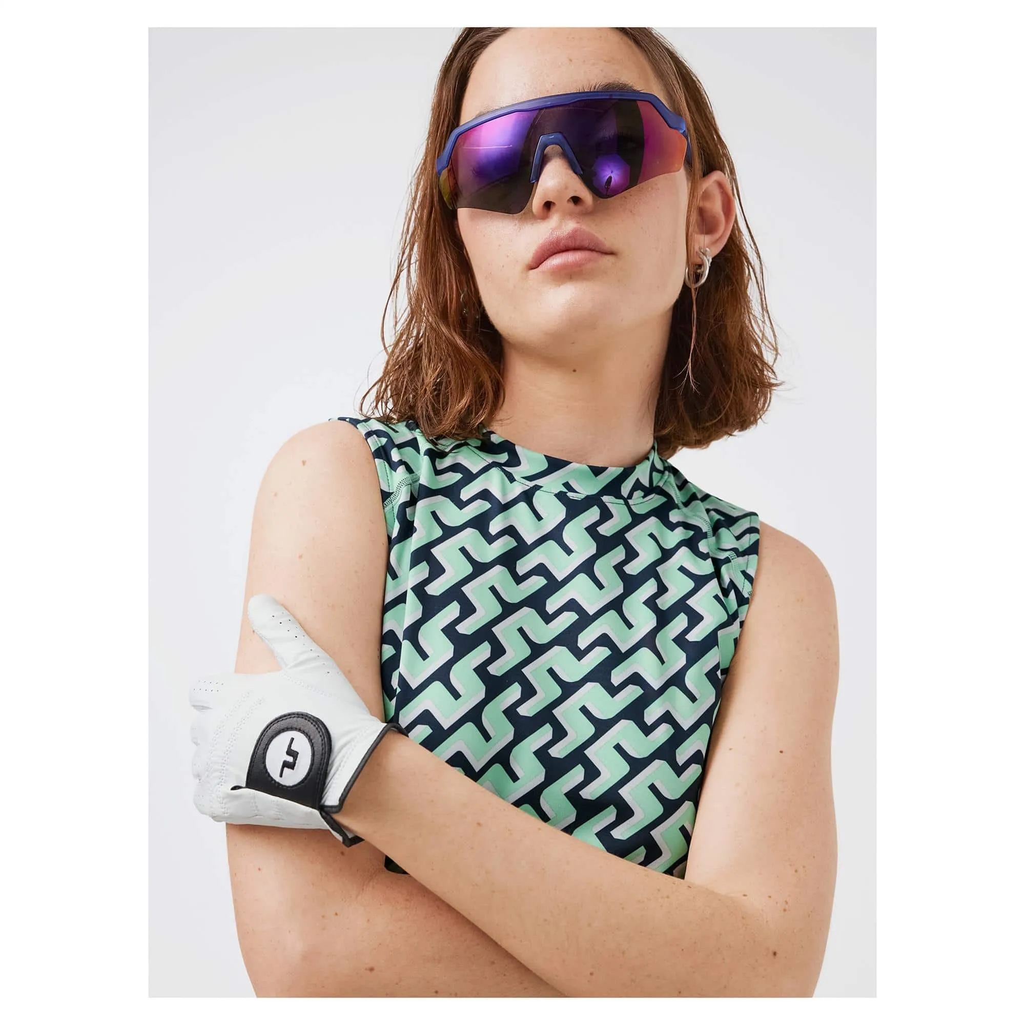 J Lindeberg Mona Sleeveless Ladies Golf Top Navy 3D Bridge