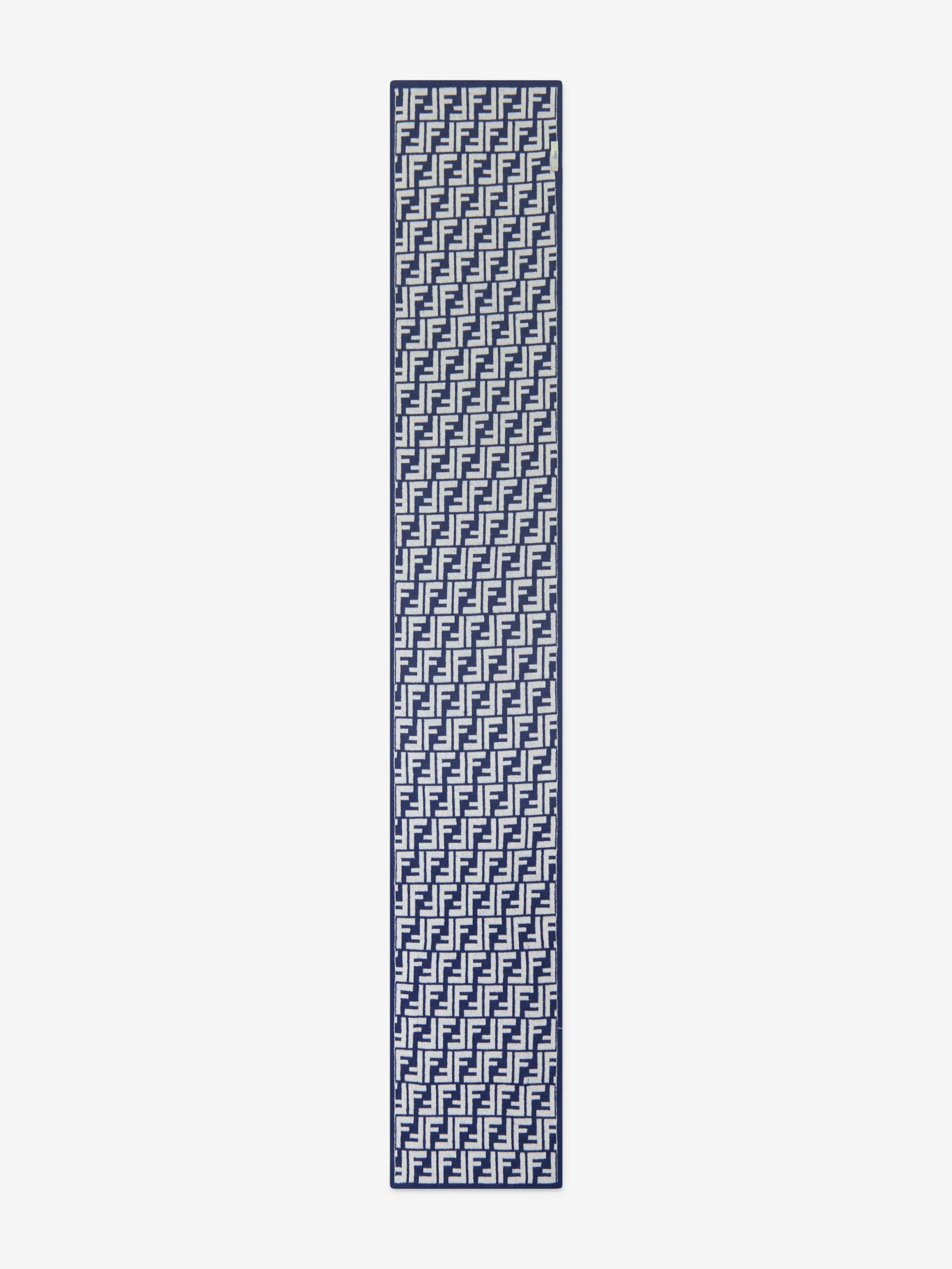 Kids Wool FF Reversible Scarf in Blue