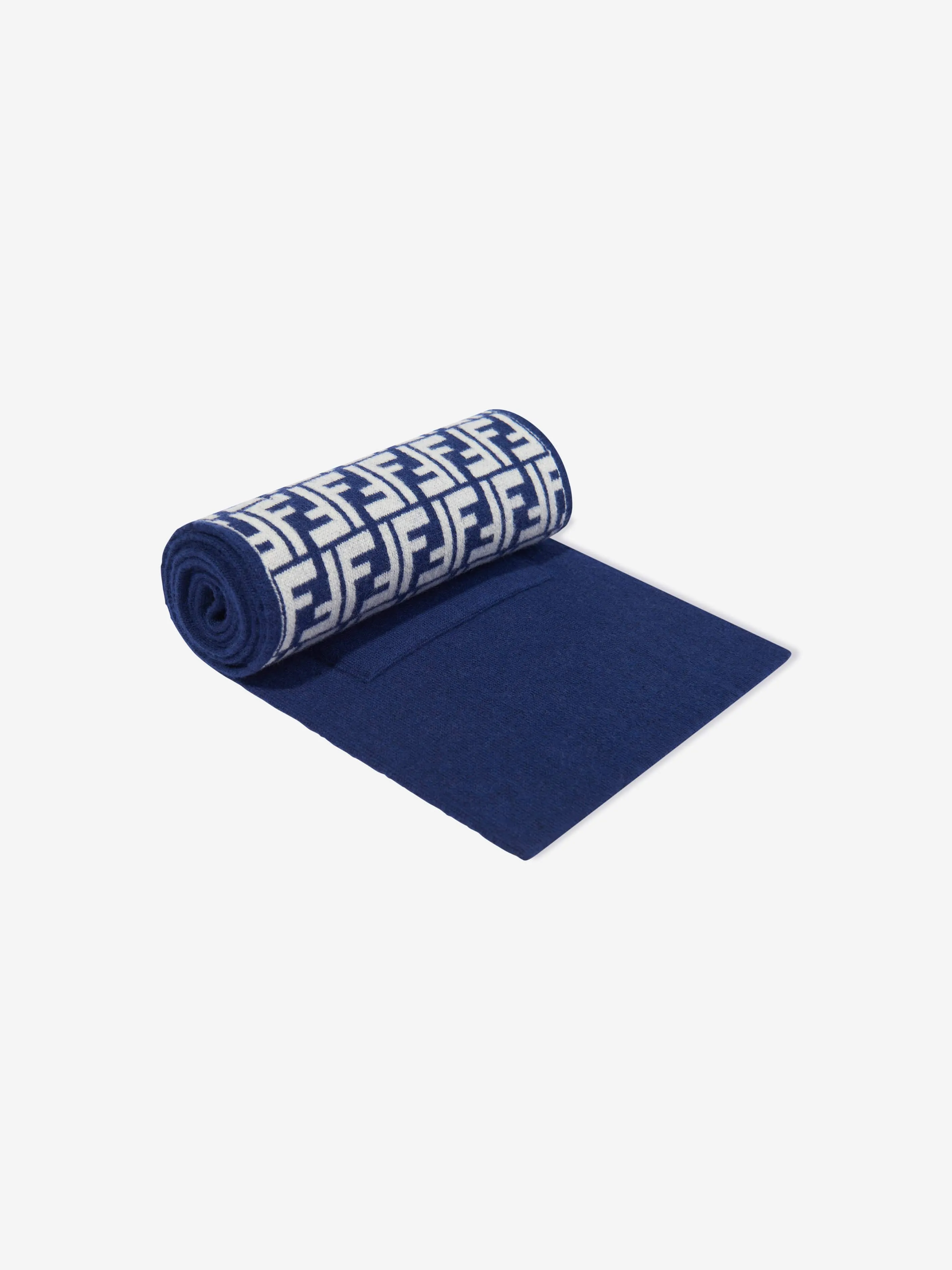 Kids Wool FF Reversible Scarf in Blue