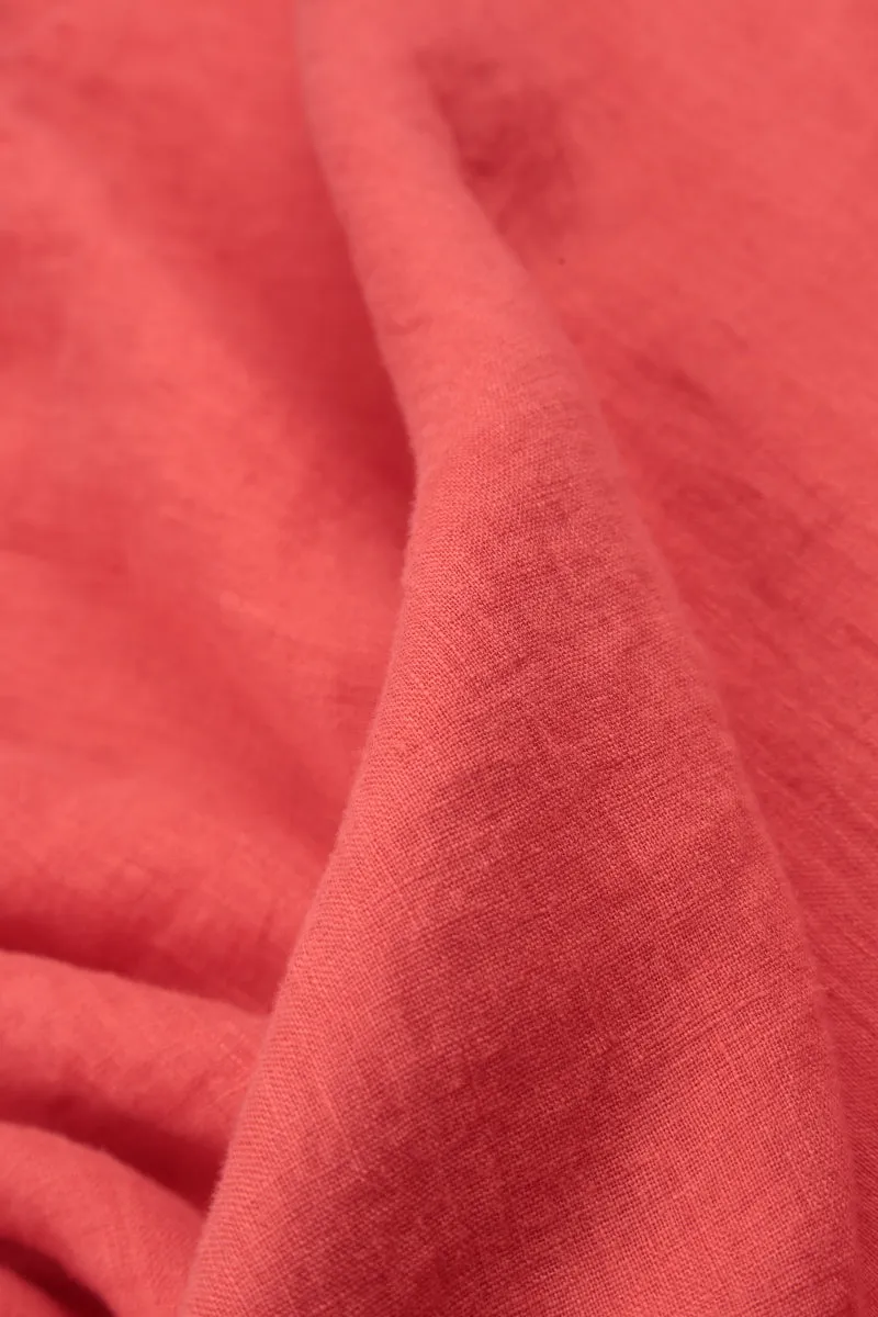 Living Coral Soft Gauze Linen Scarf