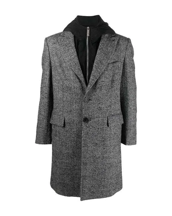 Long coat with sweatshirt inside