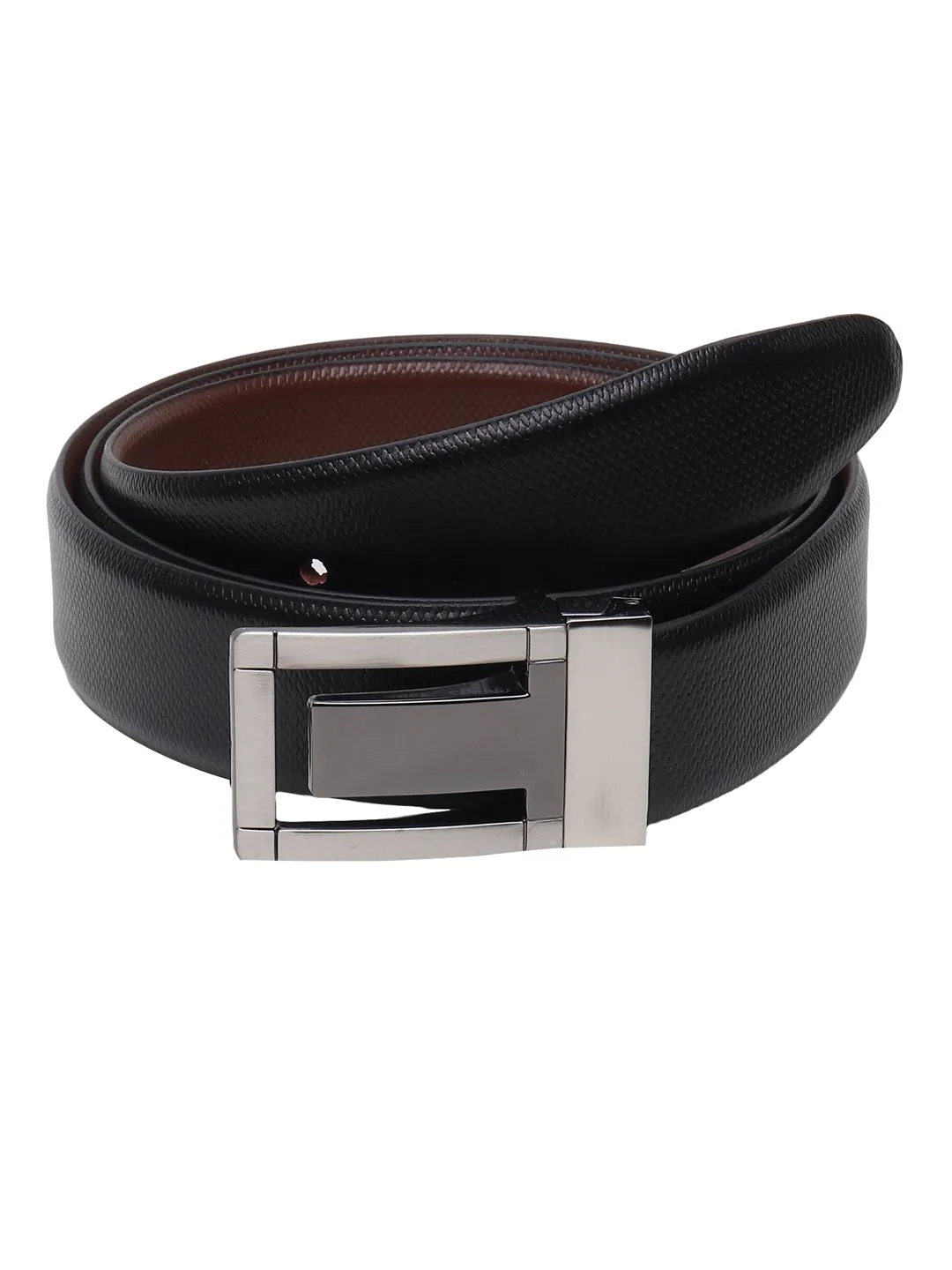 Men Black & Brown Solid Reversible Leather Belt