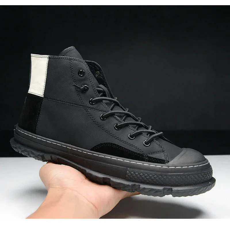 Men's Winter Luxury Genuine Leather Lace Up Casual Ankle Boots