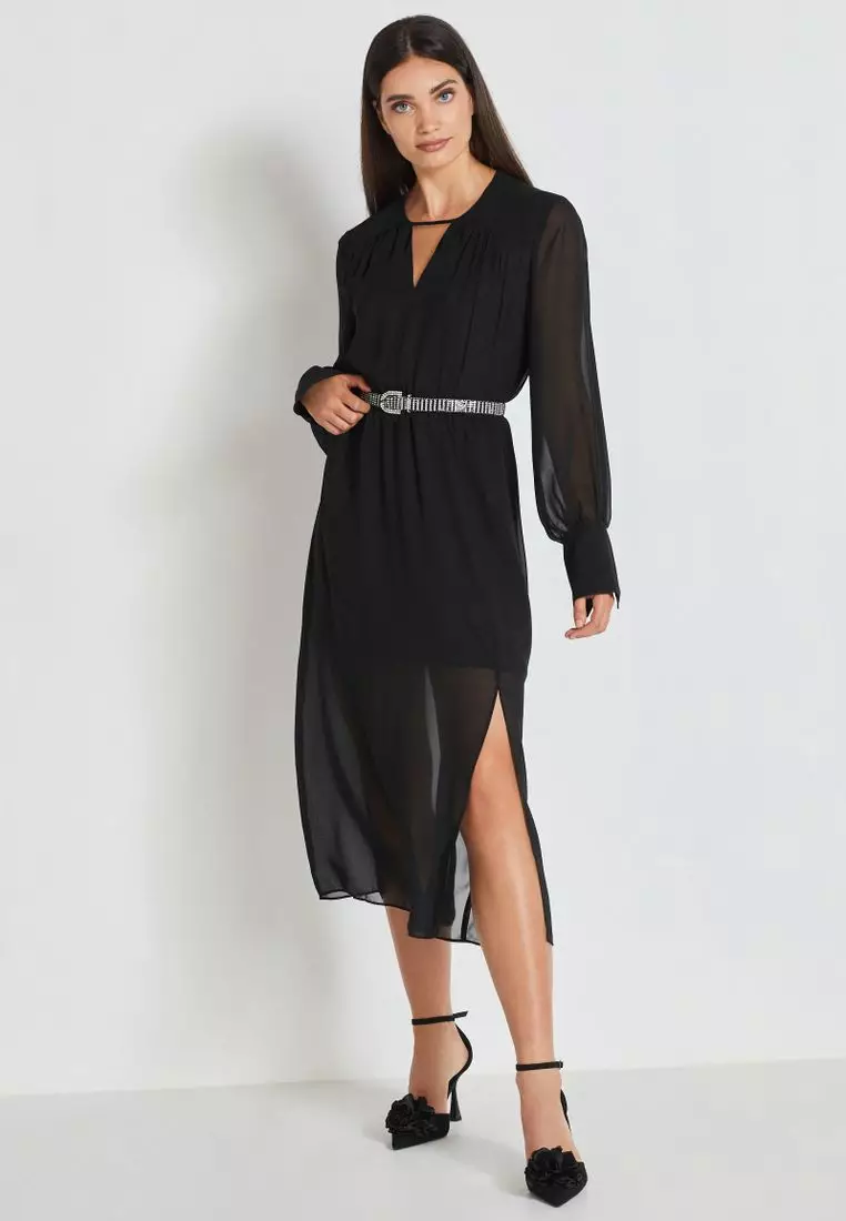 NEXT Long Sleeve Dress With Diamanté Belt