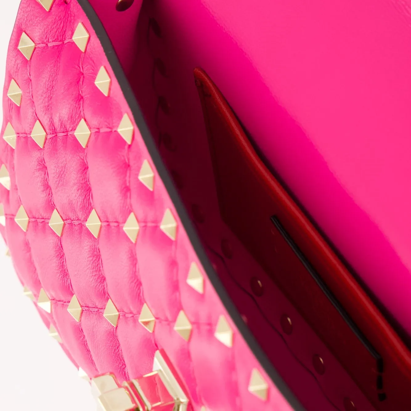 Pink Rockstud Spike Leather Bag