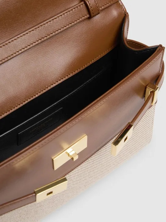 Saint Laurent   Small Manhattan cotton & leather bag 