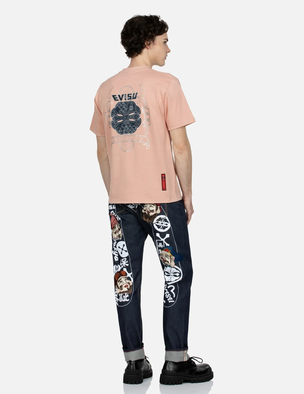 Seagull and Kamon Print with Embroidery Regular Fit T-shirt