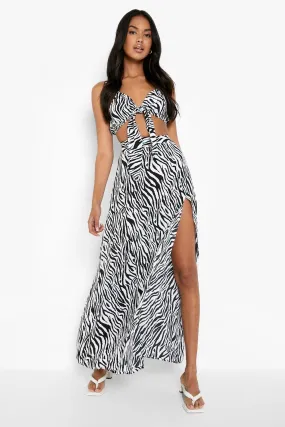 Zebra Print Knot Bralette & Split Maxi Skirt