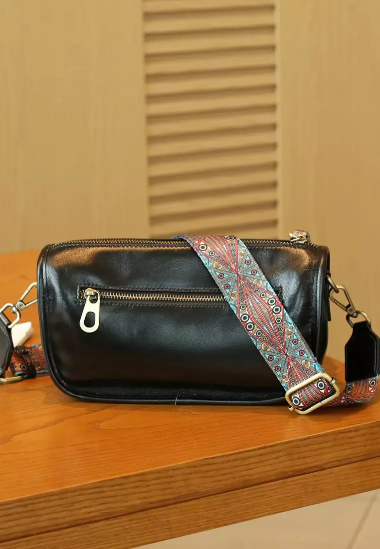 ZITIQUE Head layer cowhide shoulder oblique backpack